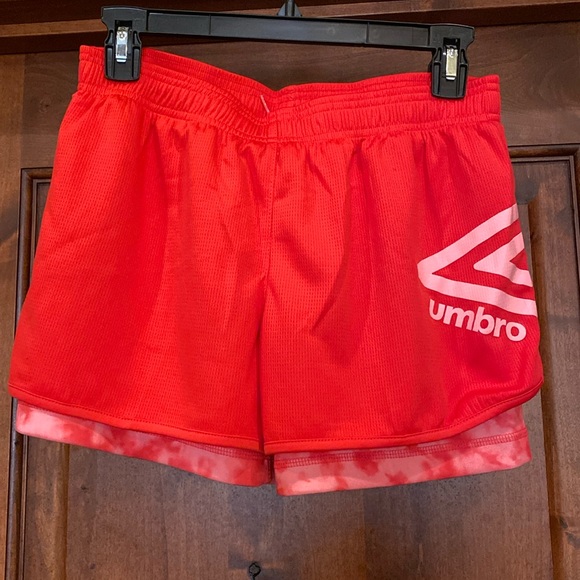 Umbro Other - Umbro Red Kids Athletic Shorts with Pink Liner
